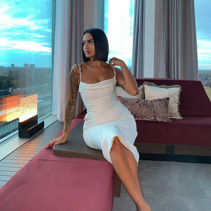 Iliya Sexy Backless Dress - Slim Fit White Bodycon 28456