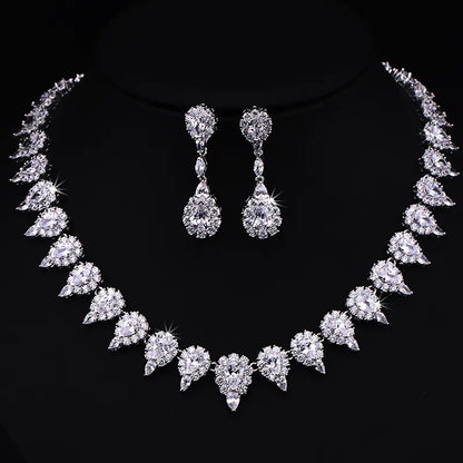 Korean Style Bridal Jewelry Set with Earrings and Necklace