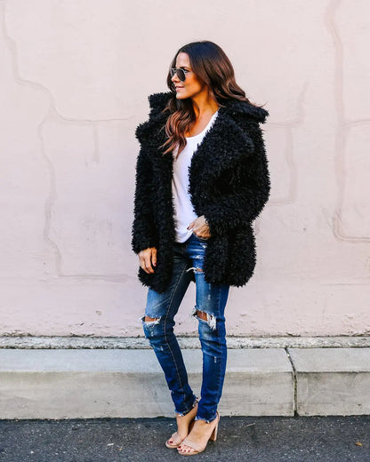 Long Faux Fur Coat for Women - Autumn Winter Fashion