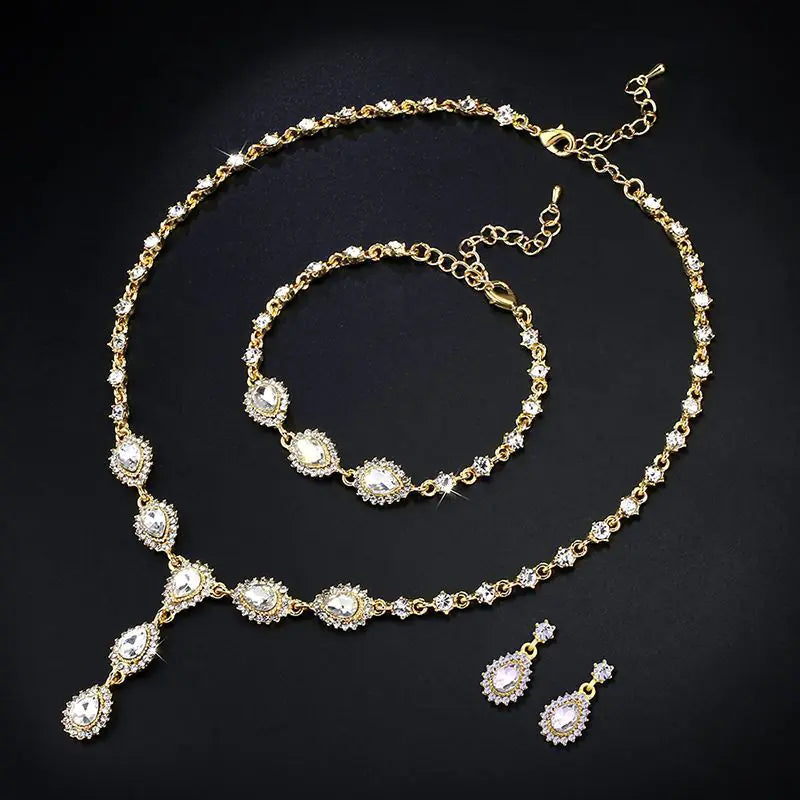 Bridal Jewelry Set with Earrings and Necklace (2 Pieces)