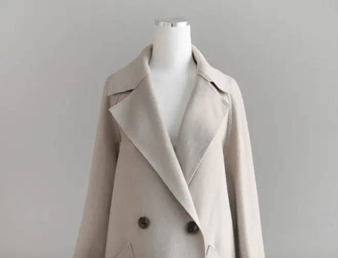 Autumn Winter Mid-Length Double-Sided Cashmere Coat