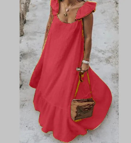 Summer Ruffle Maxi Dress Plus Size 5XL Beach Dress
