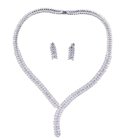 Luxury Bridal Jewelry Set with AAA Zirconia Earrings & Necklace