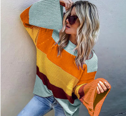 Three-Color Pullover Sweater