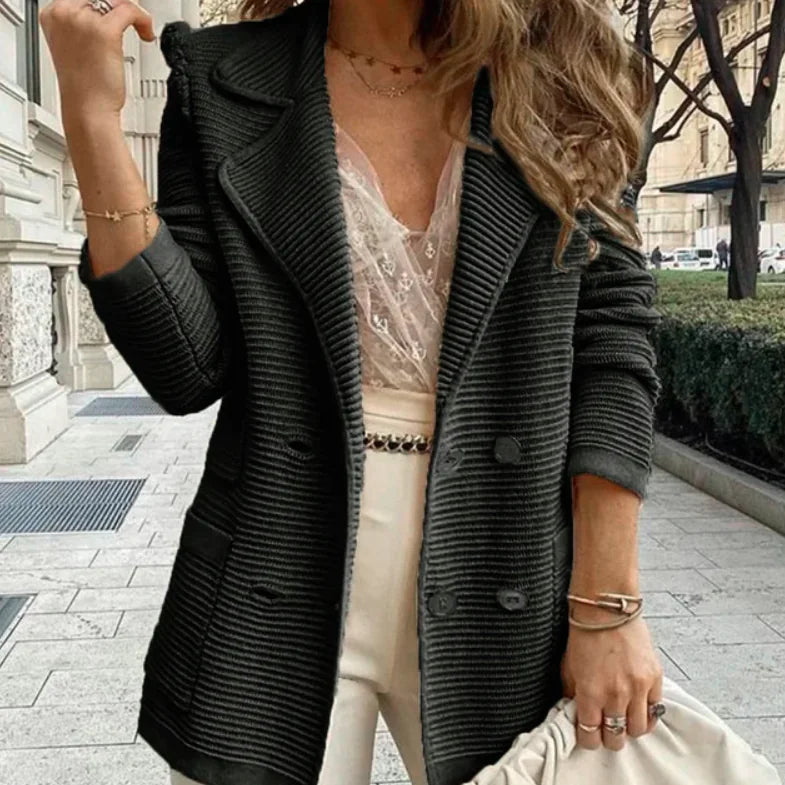 Women's Solid Color Cardigan Coat for Autumn/Winter