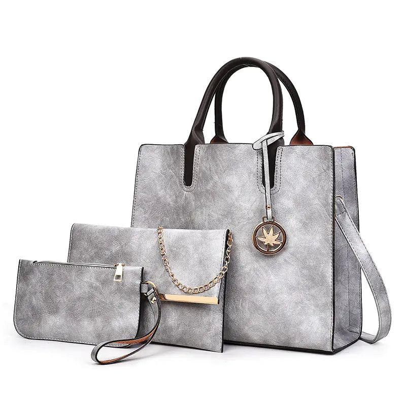 Classic Tote Bag Set - Solid Color All-Match Handbags