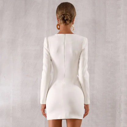 New Women's Bodycon Long Sleeve Hollow Mini Dress