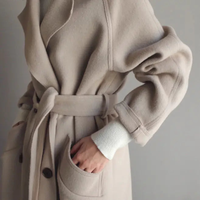 Autumn Winter Mid-Length Double-Sided Cashmere Coat