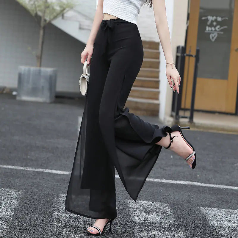 Summer High-Waist Chiffon Wide-Leg Pants for Women