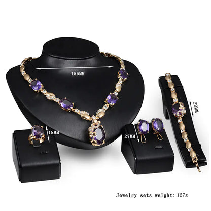 Fashion Gem Jewelry Set for Brides - Punk Style (4pcs)