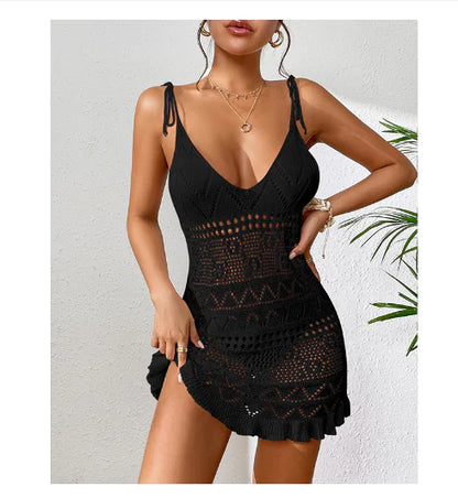 Bely Beach Cover-Up with Sheer Hollow Floral Design