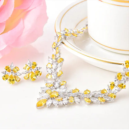 Korean Style Bridal Jewelry Set with Necklace and Earrings