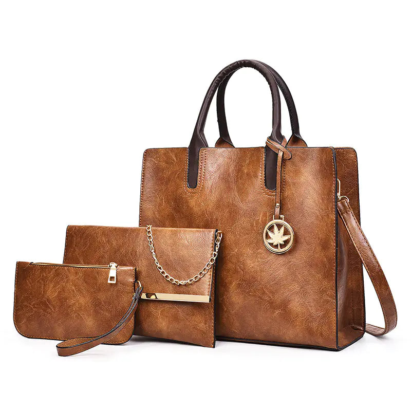 Classic Tote Bag Set - Solid Color All-Match Handbags