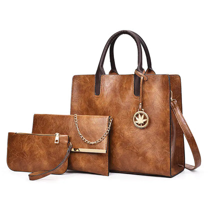 Classic Tote Bag Set - Solid Color All-Match Handbags