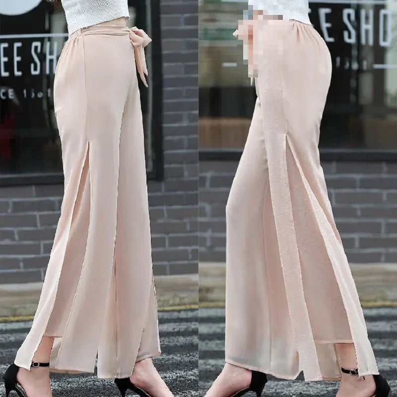 Summer High-Waist Chiffon Wide-Leg Pants for Women