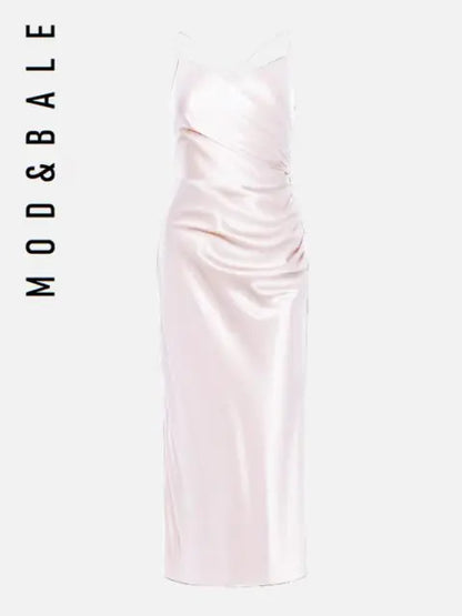 2021 Women's Summer Satin High Slit Evening Dress