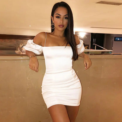 Backless Bodycon Dress with Lantern Sleeves for Women