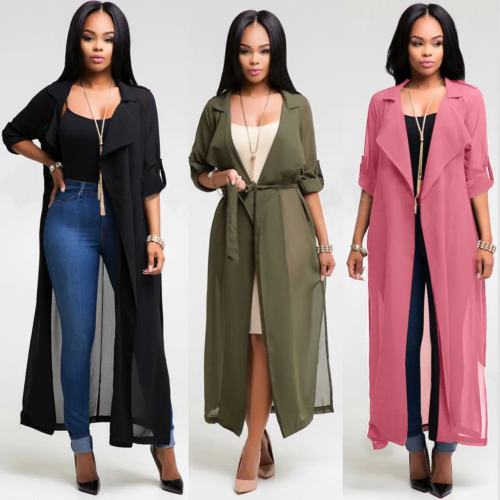 Long Sleeve Chiffon Cardigan Jacket