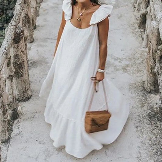Summer Ruffle Maxi Dress Plus Size 5XL Beach Dress