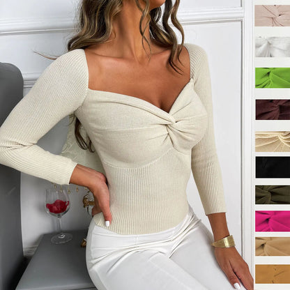 Women's Long Sleeve Chest Cross Sweater