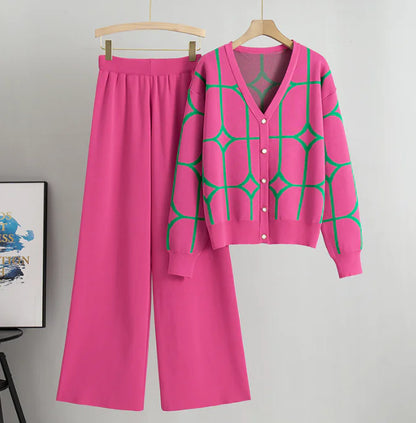 Women's Jacquard Knitted Cardigan Sweater Jacket