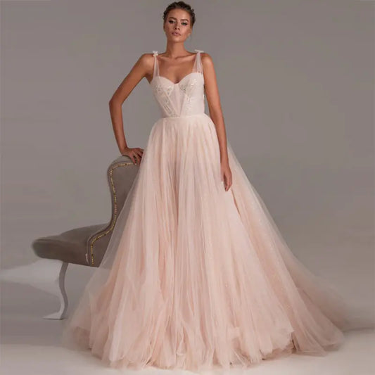 Champagne Strap Wedding Dress