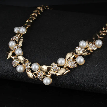 Bridal Party Dress Jewelry Set with Pearl Necklace & Earrings