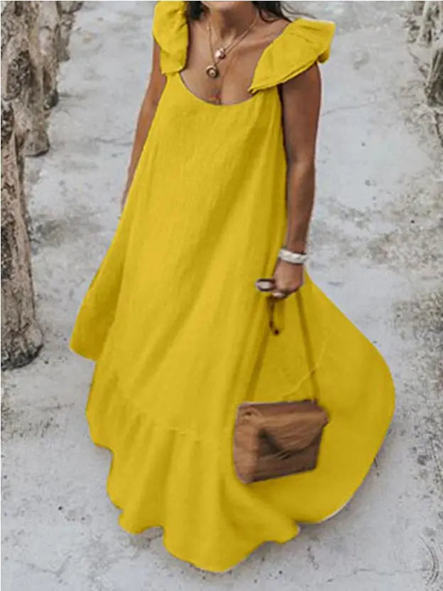 Summer Ruffle Maxi Dress Plus Size 5XL Beach Dress