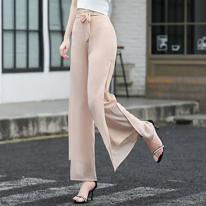 Summer High-Waist Chiffon Wide-Leg Pants for Women