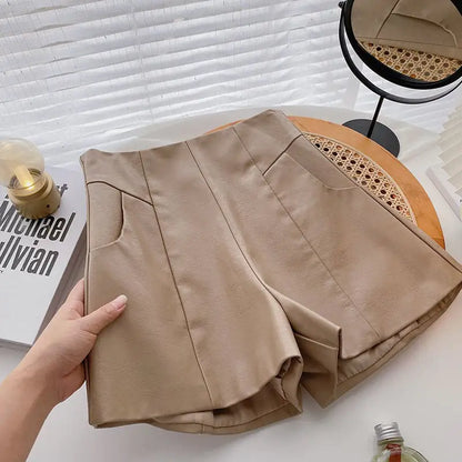 High-Waist A-Line Wide-Leg PU Leather Pants for Women
