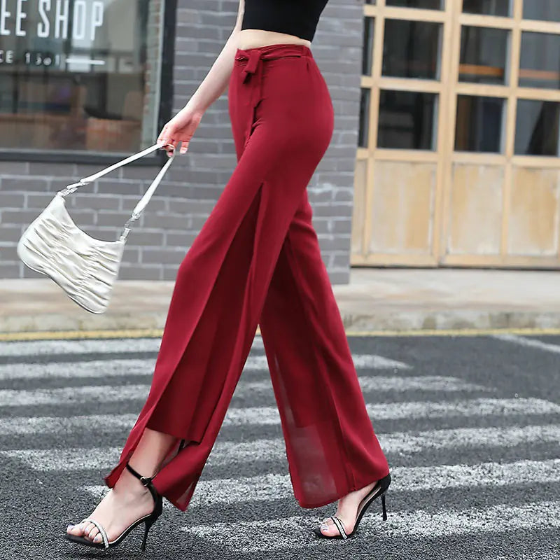 Summer High-Waist Chiffon Wide-Leg Pants for Women