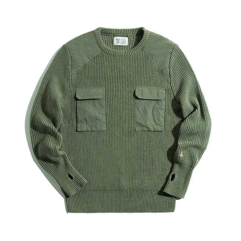 Retro Army Green Commando Outdoor Sweater