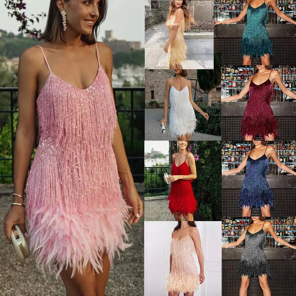 Tassel Feather Mini Dress