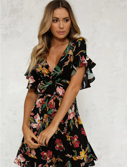 Short Sleeve Printed Dress