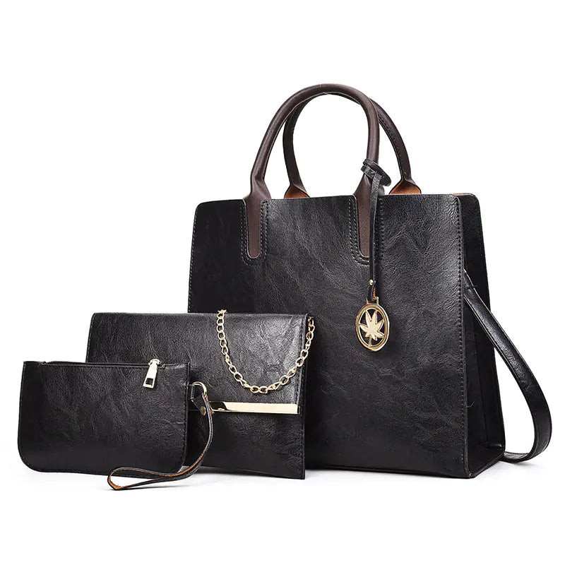 Classic Tote Bag Set - Solid Color All-Match Handbags