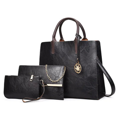 Classic Tote Bag Set - Solid Color All-Match Handbags