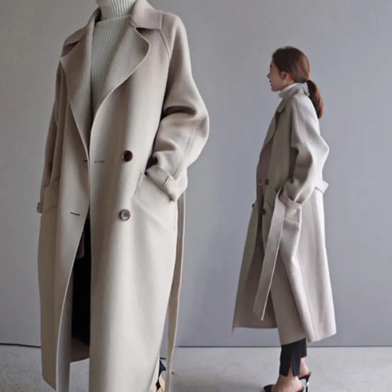 Autumn Winter Mid-Length Double-Sided Cashmere Coat