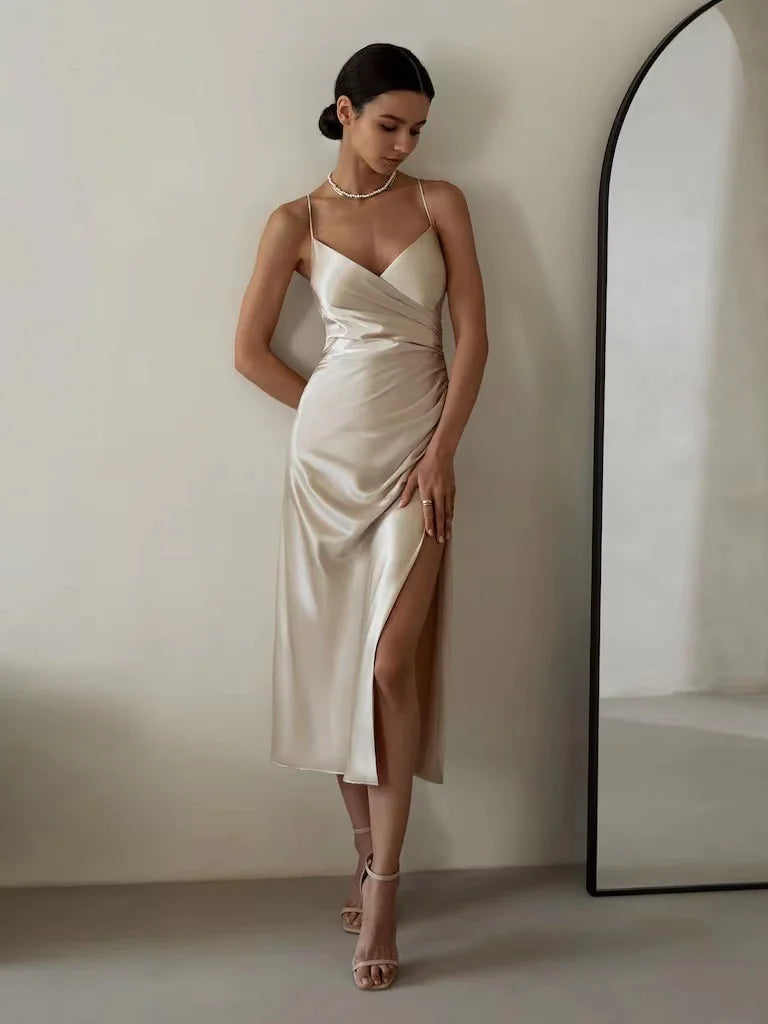 Halter Backless Slit Dress